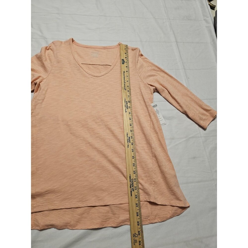 Chico's Slub Tee Hi Low 3Q Sleeves NWT Women's Size 1 Peach Colored - Picture 5 of 8
